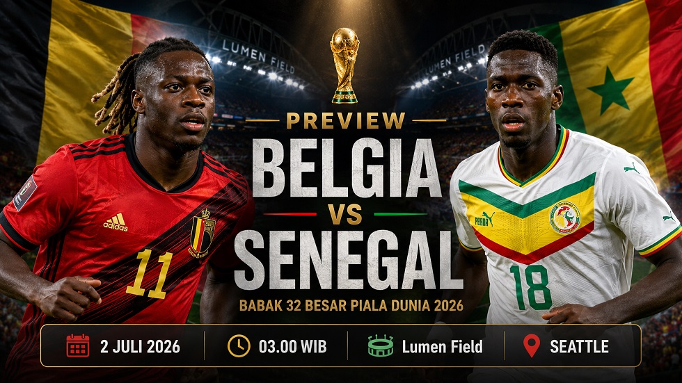Preview Belgia vs Senegal pada babak 32 besar Piala Dunia 2026.