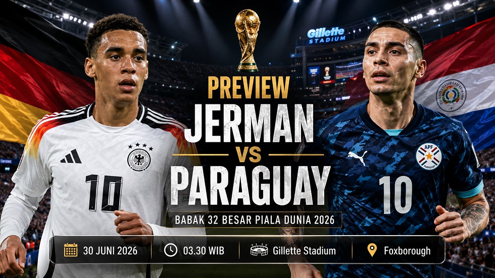 Preview Jerman vs Paraguay pada babak 32 besar Piala Dunia 2026.