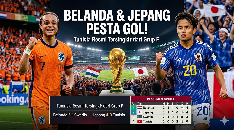 Klasemen Piala Dunia 2026 di Grup F: Belanda dan Jepang Pesta Gol, Tunisia Tersingkir
