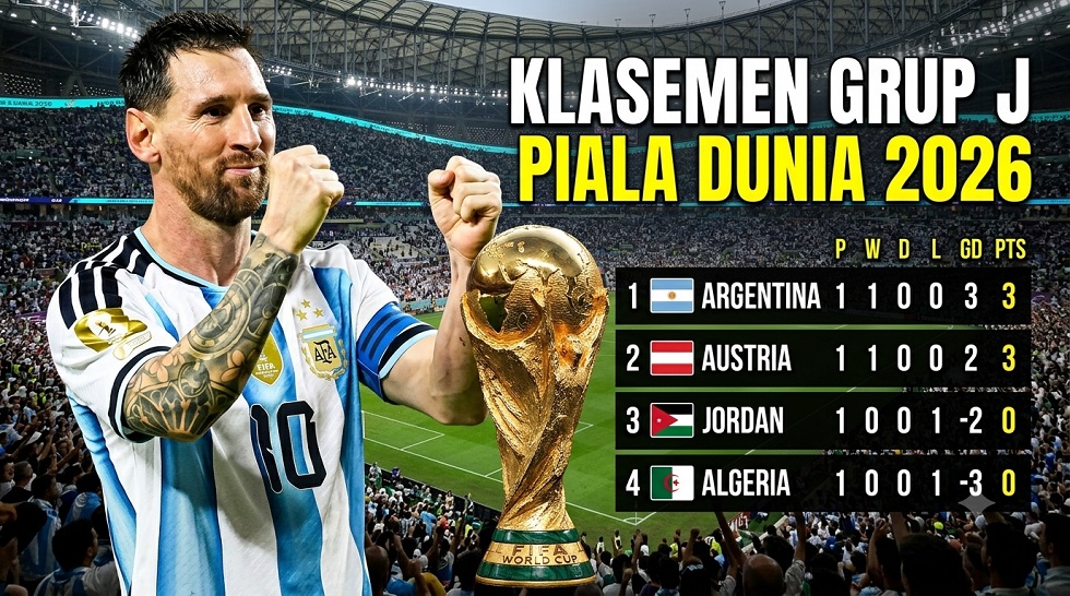Lionel Messi mencetak hattrick saat Argentina mengalahkan Aljazair 3-0. Austria juga menang 3-1 atas Yordania pada Grup J Piala Dunia 2026.