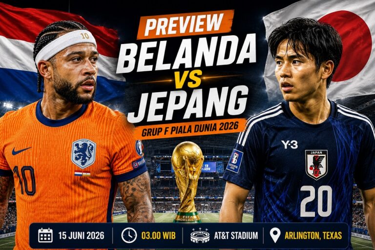 Preview Belanda vs Jepang di Grup F Piala Dunia 2026 lengkap dengan prediksi susunan pemain.