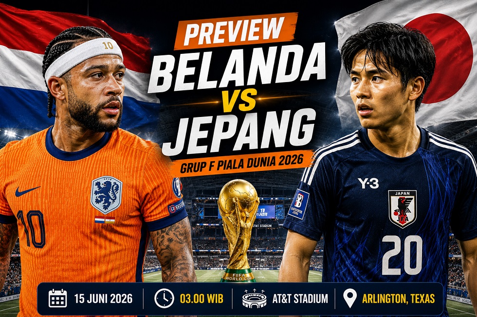 Preview Belanda vs Jepang di Grup F Piala Dunia 2026 lengkap dengan prediksi susunan pemain.