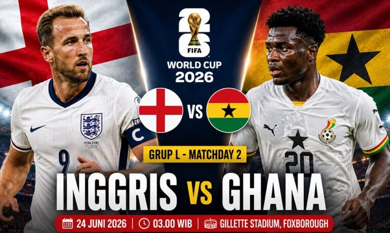 Preview Inggris vs Ghana pada pertandingan Grup L di Piala Dunia 2026.