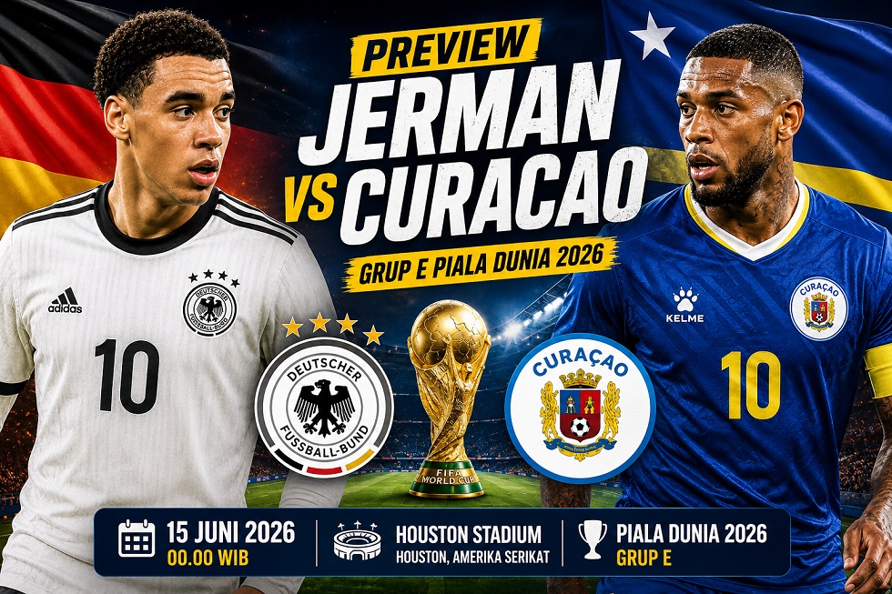 Preview Jerman vs Curacao di Grup E Piala Dunia 2026, lengkap dengan prediksi susunan pemain.