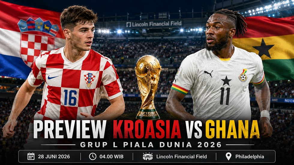 Preview Kroasia vs Ghana pada pertandingan Grup L di Piala Dunia 2026.