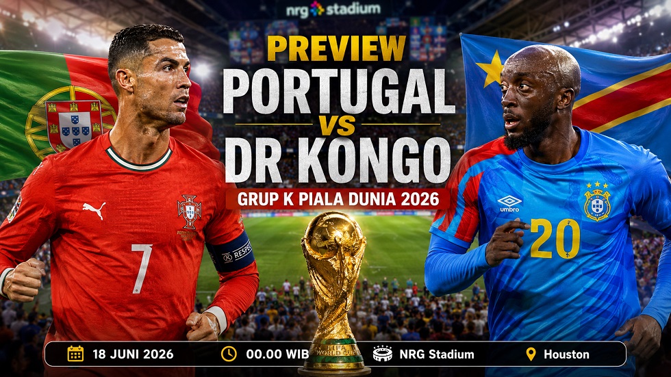 Preview Portugal vs DR Kongo di Grup K Piala Dunia 2026, lengkap dengan prediksi pemain, performa terakhir, H2H, dan player to watch.