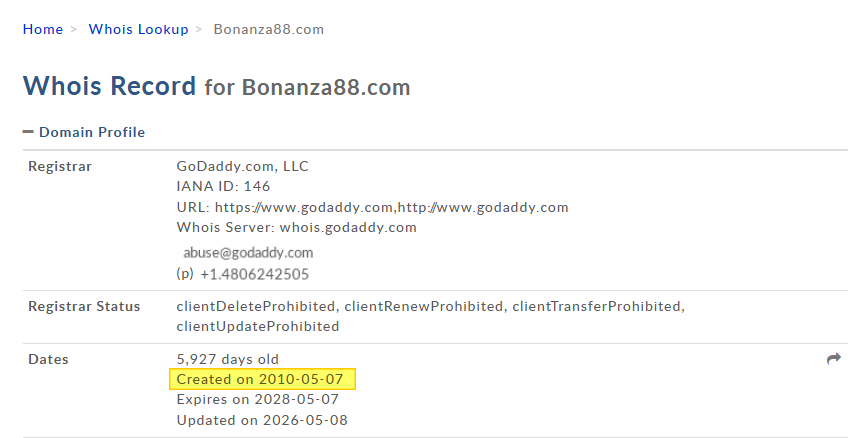 Whois bonanza88.com