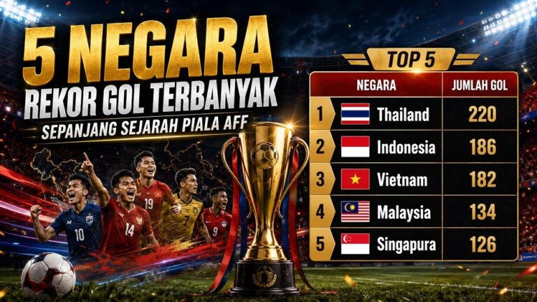 Daftar 5 negara dengan catatan rekor gol terbanyak dalam sejarah Piala AFF.