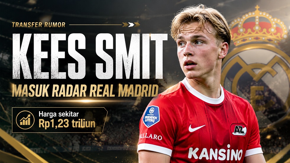 Real Madrid kembali memantau Kees Smit. Gelandang AZ Alkmaar itu dihargai sekitar Rp1,23 triliun dan dibantu Jorge Mendes mencari opsi transfer.