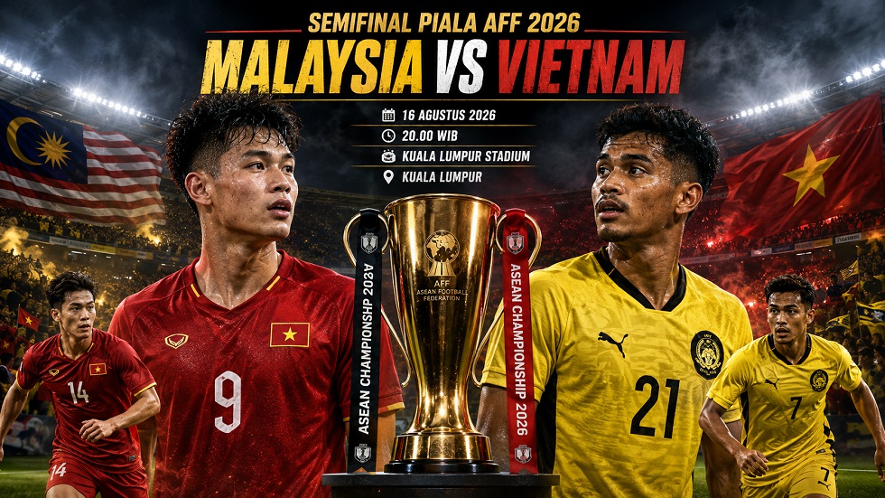 Preview Malaysia vs Vietnam pada pertandingan semifinal Piala AFF 2026.